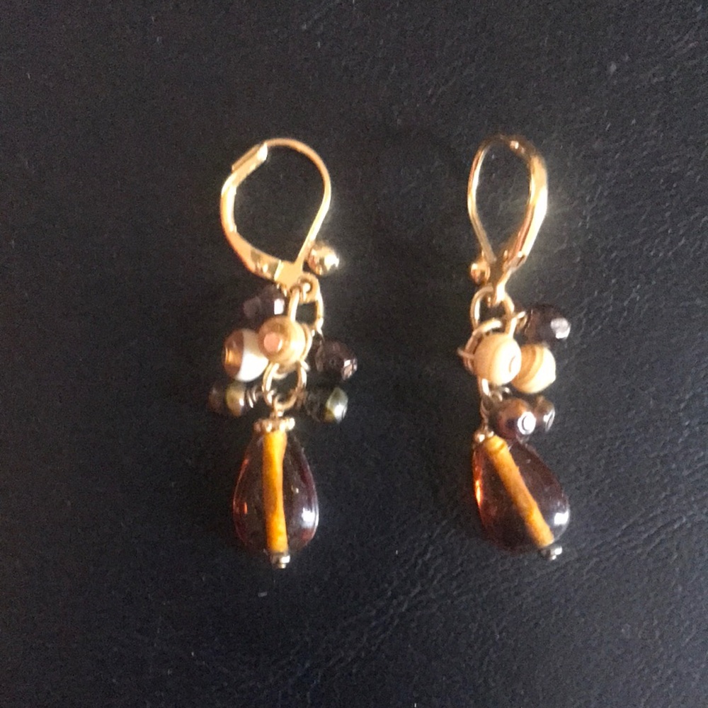 Clasp drop earrings with beading